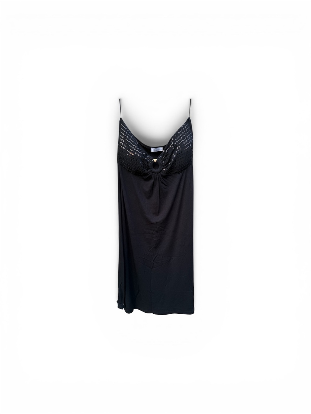 Yessica Black Sequin Trim Slip Dress